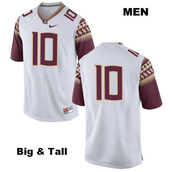 Men's NCAA Nike Florida State Seminoles #10 Anthony Grant College Big & Tall No Name White Stitched Authentic Football Jersey RFZ6369OR